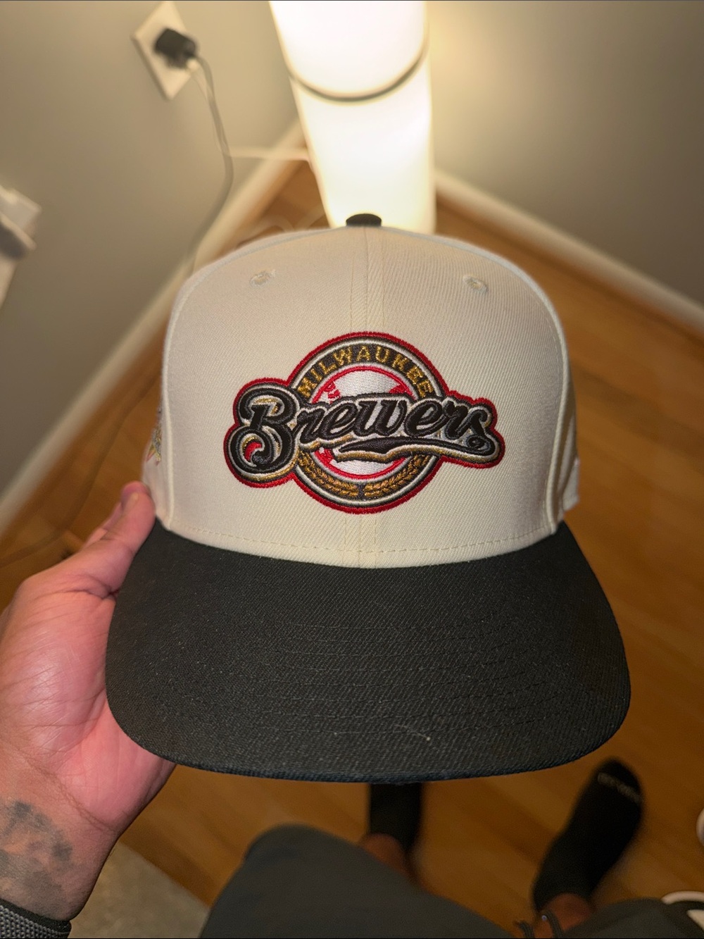 Brewers New Era Fitted Cream/Black Grey UV